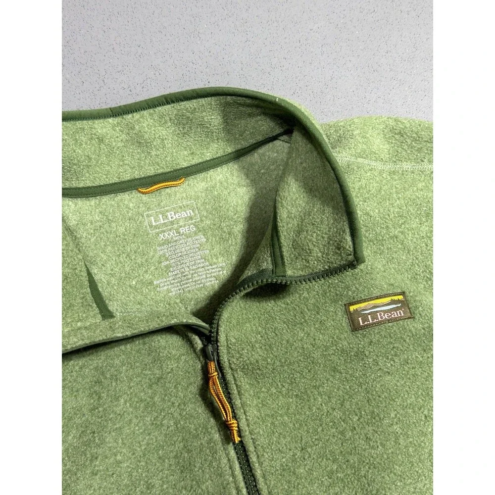 LL Bean Sweater Fleece Vest Mens 3XL XXXL Green Full Zip